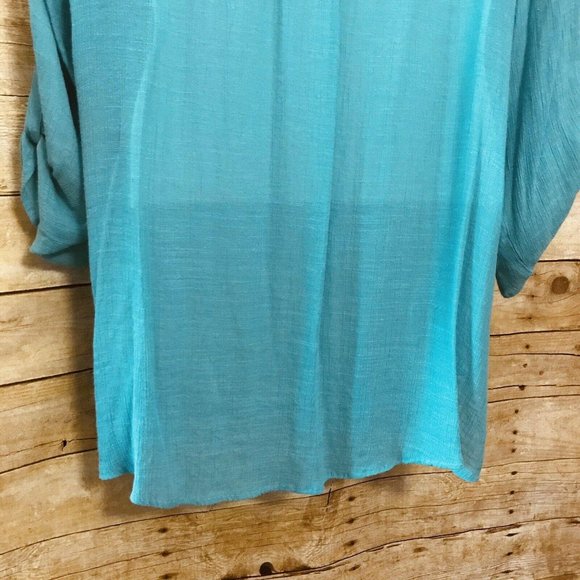 Avenue Size 22/24 Tunic Top Aqua Crinkle Gauze - Picture 7 of 10